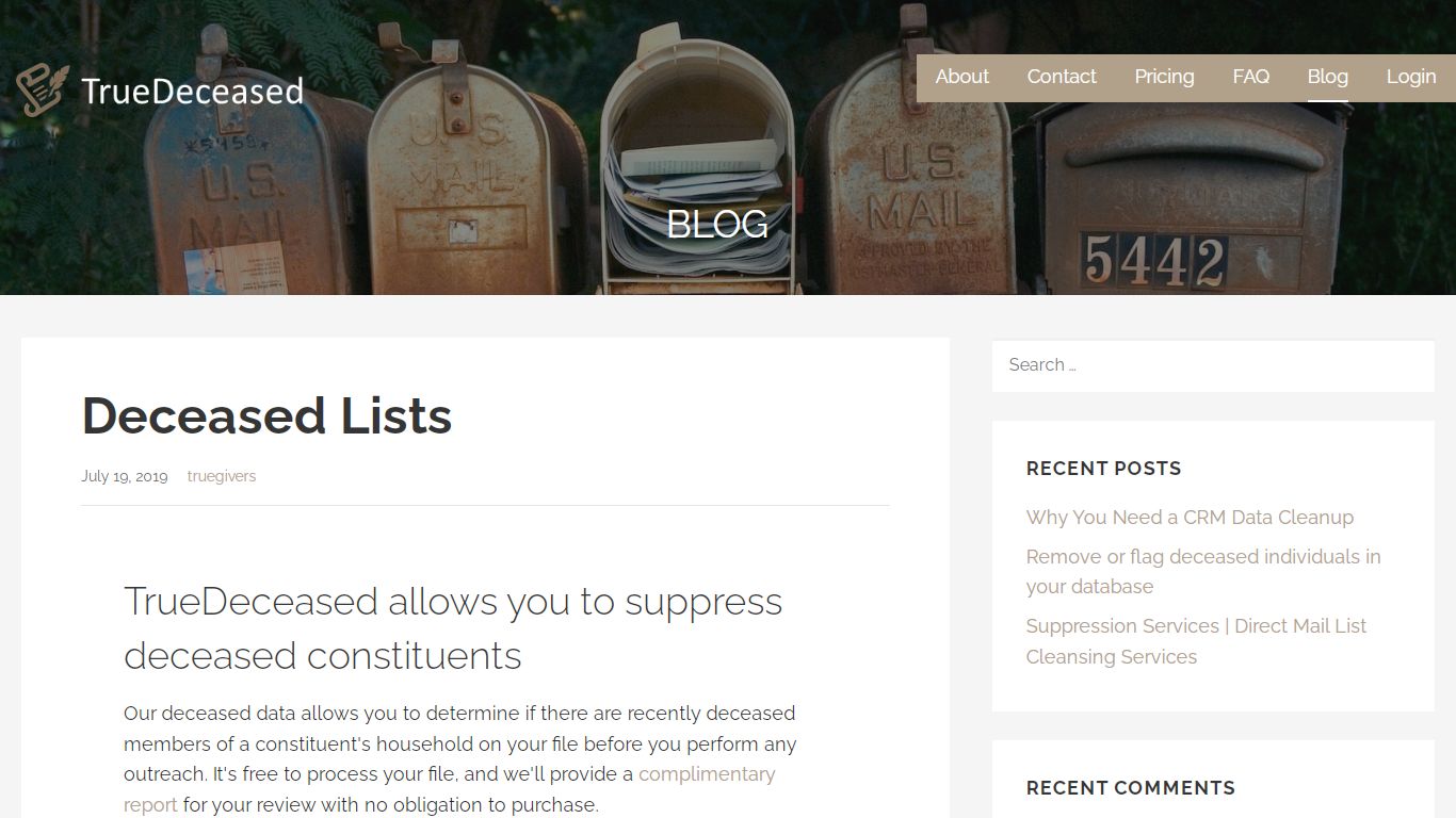 Deceased Lists - TrueDeceased